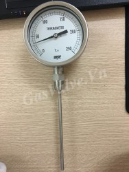 Đồng hồ đo nhiệt độ Wise mặt D100mm, thân Inox, chân dưới Inox 15A, nhiệt độ 250C 