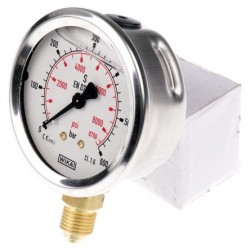Đồng hồ đo áp suất Wika Đức, P0-700Kg, D100 Chân đứng đồng ren 1/2" Npt