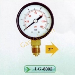 Đồng hồ đo áp suất gas, khí nén LG-8002, chân 8A, mặt D50mm, Taiwan