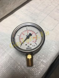 Đồng hồ đo áp suất Wika 232.50.63 Đức, P0-4Bar, thân Inox D63, chân đứng đồng 1/4 inch, 8A;, không dầu
