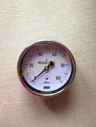 Đồng hồ đo áp suất Wise Hàn Quốc P440, vỏ inox D100, chân inox đứng ren 15A, P0-100mbar