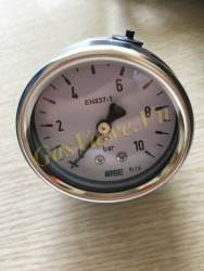 Đồng hồ đo áp suất Wise Hàn Quốc P252, vỏ inox D63, chân inox sau ren 8A, P0-10Bar