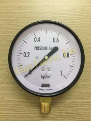 Đồng hồ đo áp suất Wise Hàn Quốc P110, vỏ thép D100, chân đứng đồng ren 1/2 inch (15A), P0-1Kg/cm2