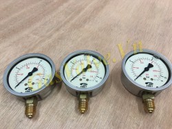 Đồng hồ đo áp suất Fimet Ý, Vỏ thép D63, chân đồng đứng 1/4&amp;amp;amp;amp;amp;amp;amp;quot; (8A), áp 0-15Bar có dầu