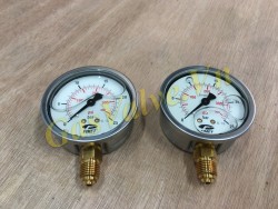 Đồng hồ đo áp suất Fimet Ý, Vỏ thép D63, chân đồng đứng 1/4&amp;amp;amp;amp;amp;amp;amp;quot; (8A), áp 0-25Bar có dầu