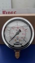 Đồng hồ đo áp suất Fimet, chân đồng1/4,vỏ inox có dầu D63,0-4 bar