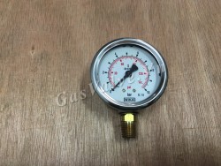 Đồng hồ đo áp suất Đức Thân inox D100, chân đồng đứng 15A Wika, P10 bar