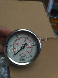 Đồng hồ đo áp suất Đức Wika chân đồng sau 8A, thân inox D63 P25 kg 350 psi