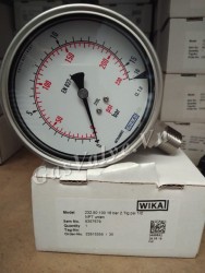 Đồng hồ đo áp suất Đức Wika chân inox đứng 15A, thân inox D100 P16 Bar 230 psi