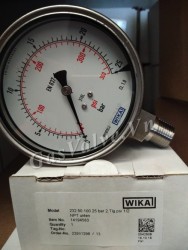 Đồng hồ đo áp suất Đức Wika chân inox đứng 15A, thân inox D100 P25 Kg 530 psi 