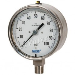 Đồng hồ đo áp suất Đức Wika chân inox đứng 15A, thân inox D100 Áp 0-100 psi 