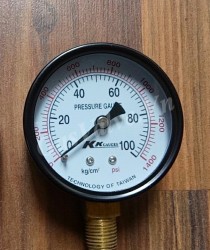 Đồng hồ đo áp suất Ligi chân đồng đứng 8A, vỏ thép D63  P100kg 1400psi