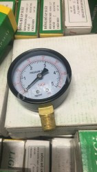Đồng hồ đo áp suất Ligi chân đồng đứng 15A, thân thép D100  P5kg 70psi