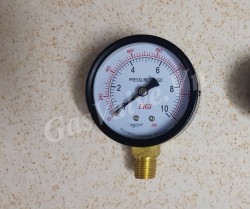 Đồng hồ đo áp suất Ligi chân đồng đứng 15A, thân thép D100  P10kg 140psi