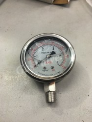 Đồng hồ đo áp suất Ligi chân inox đứng 8A, vỏ inox dầu D63  P5kg 70psi