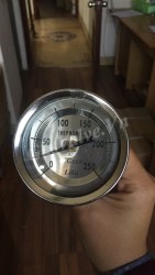Đồng hồ đo nhiệt độ Daewon mặt D80mm, thân crom , chân sau crom 15A, nhiệt độ 250C