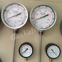 Đồng hồ đo nhiệt độ SHM mặt D150mm, thân Inox, chân dưới Inox 15A, nhiệt độ 350C, 670F 