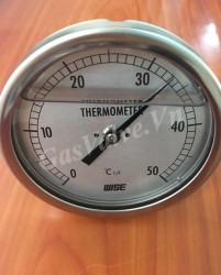 Đồng  hồ đo nhiệt độ Wise mặt D100mm, thân Inox , chân sau Inox 15A, nhiệt độ 50C có dầu 