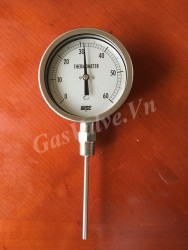 Đồng hồ đo nhiệt độ Wise mặt D100mm, thân Inox, chân dưới Inox 15A, nhiệt độ 60C