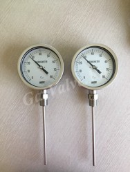 Đồng hồ đo nhiệt độ Wise mặt D100mm, thân Inox, chân dưới Inox 15A, nhiệt độ 80C 