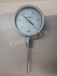 Đồng hồ đo nhiệt độ Wise mặt D150mm, thân Inox, chân dưới Inox 15A, nhiệt độ 100C