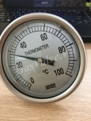 Đồng hồ đo nhiệt độ Wise Hàn Quốc T110, mặt D100mm, thân Inox , chân sau Inox 15A L100, nhiệt độ 100C 