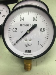 Đồng hồ đo áp suất Wise P110 vỏ thép chân đồng dưới 3/8 (10A), mặt D100mm, áp 0-1 kg/cm2