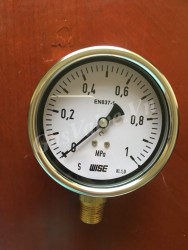 Đồng hồ áp suất âm Wise P252 vỏ Inox chân inox dưới 1/2 (15A) , mặt D100mm, áp 0-1Mpa 