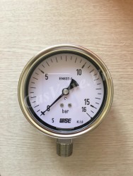 Đồng hồ áp suất Wise P252 vỏ Inox chân inox dưới 1/2 (15A) , mặt D100mm, áp 0-16bar 