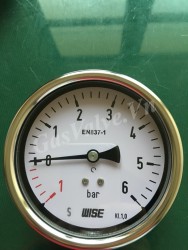 Đồng hồ đo áp suất Wise P252 vỏ Inox chân inox sau 1/2 (15A), mặt D100mm, áp (-0.1)-6bar 