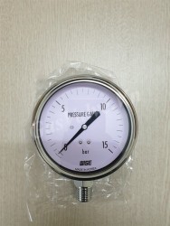 Đồng hồ đo áp suất Wise P252 vỏ Inox, chân inox dưới 1/4 (8A), mặt D63mm, áp 0-15bar