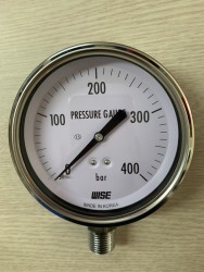 Đồng hồ áp suất Wise Hàn Quốc áp 400bar Inox không dầu