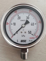 Đồng hồ áp suất Wise Hàn Quốc 50 Kpa Inox không dầu