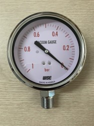 Đồng hồ đo áp Wise Hàn Quốc P254, mặt Inox 100A , áp suất (-1)-0 bar , chân đồng mạ niken 1/2”NPT