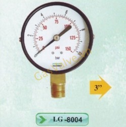 Đồng hồ đo áp suất gas, khí nén LG-8004, chân 8A, mặt D80mm, Taiwan