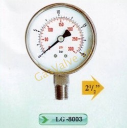 Đồng hồ đo áp suất gas, khí nén LG-8003, chân 8A, mặt D65mm, Taiwan