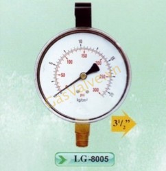 Đồng hồ đo áp suất gas, khí nén LG-8005, chân 8A, mặt D90mm, Taiwan
