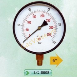 Đồng hồ đo áp suất gas, khí nén LG-8008, chân 8A, mặt D200mm, Taiwan