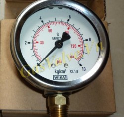 Đồng hồ đo áp suất Wika Đức, Vỏ inox D63 chân đồng 3/8 inch, 10A, P0-10 Bar