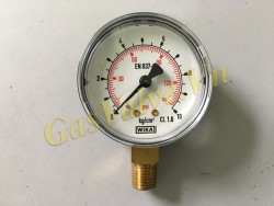 Đồng hồ áp suất Wika Đức , P0-10Bar, vỏ thép đen D63, chân Inox 1/4 inch - 8A,  không dầu