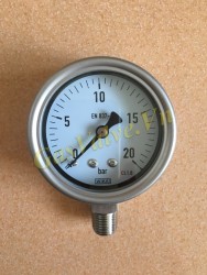 Đồng hồ áp suất Wika Đức 232.50.63, P0-20Bar, vỏ Inox D63, chân Inox 1/4 inch, không dầu