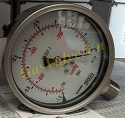Đồng hồ đo áp suất Wika 232.50.63 Đức, P(-1)-0, Vỏ Inox D63, chân đứng Inox 1/4 inch, 8A, không dầu