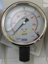 Đồng hồ đo áp suất Wika 232.50.63 Đức, P0-40kg/cm2, thân Inox D63, chân đứng Inox 1/4 inch, 8A;, có dầu