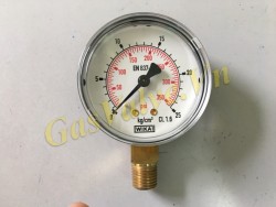 Đồng hồ đo áp suất Wika 111.10.63 Đức, P0-25 Bar, thân thép D63, chân đứng đồng 1/4 inch, 8A, không dầu