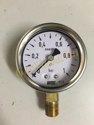 Đồng hồ đo áp suất Wise Hàn Quốc, vỏ Inox D63, chân đồng ren đứng 8A, P0-1bar