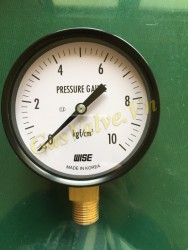 Đồng hồ đo áp suất Wise Hàn Quốc, vỏ thép D63, chân đồng ren đứng 8A, P0~10kg/cm2