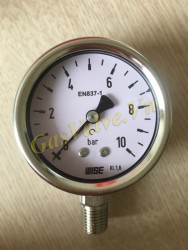 Đồng hồ đo áp suất Wise Hàn Quốc P252, vỏ inox D63, chân inox ren đứng 8A, P0~10Bar