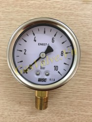Đồng hồ đo áp suất Wise Hàn Quốc P253, vỏ inox D63, chân đứng đồng ren 8A, P0-10Bar