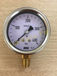 Đồng hồ đo áp suất Wise Hàn Quốc P253, vỏ inox D63, chân đứng đồng ren 8A, P0-400Bar