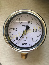 Đồng hồ đo áp suất Wise Hàn Quốc P253, vỏ inox D100, chân đứng đồng ren 15A, P0-1Bar
